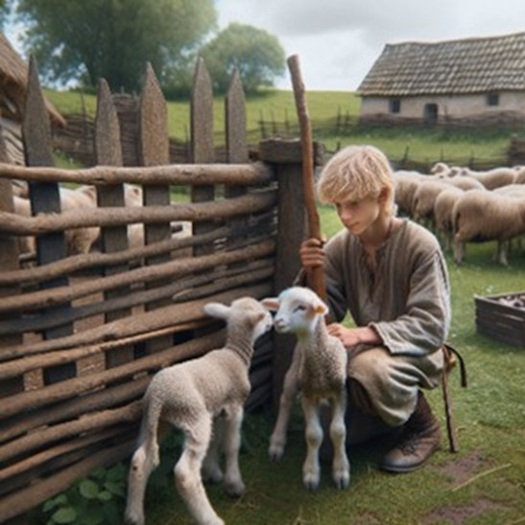 Gil with the lambs Peap and Arrow